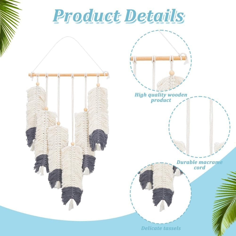 Macrame Feather Wall Hanging Boho Tapestry Rustic Home Decor