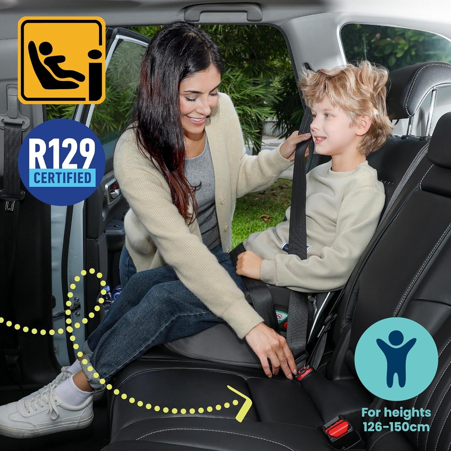 i-Size Travel Booster Car Seat Backpack 126–150cm Portable Foldable