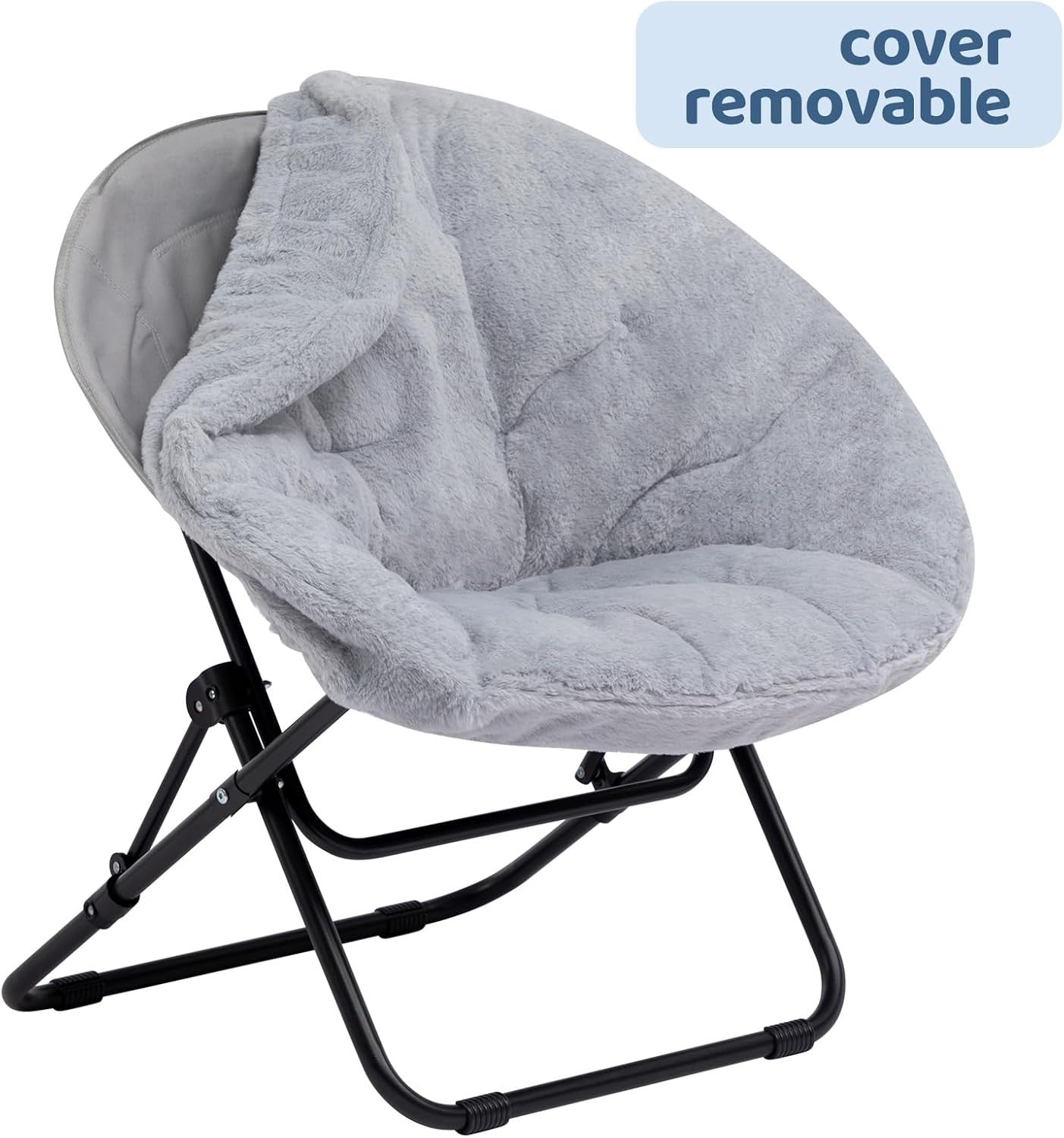 Plush Folding Saucer Chair - Portable Round Armchair for Living Room & Bedroom