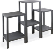 6 Tier Grey Side End Table with Storage Shelves – Durable, Space-Saving Design