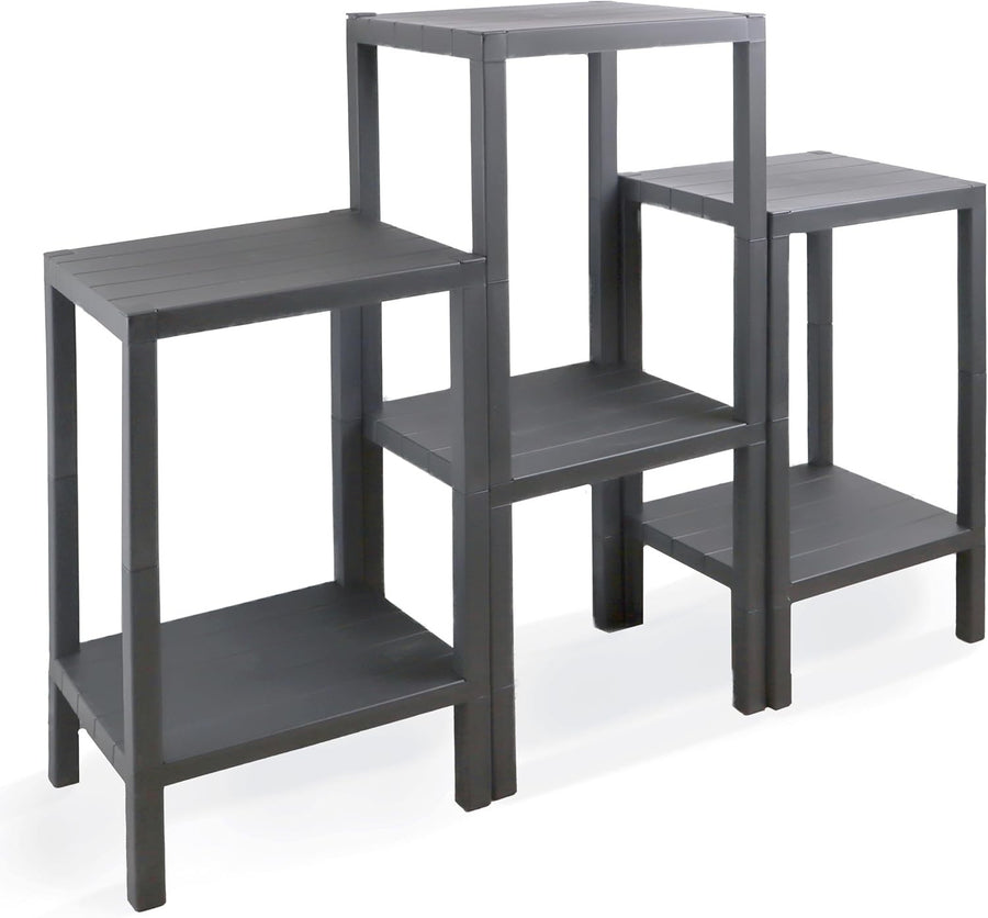 6 Tier Grey Side End Table with Storage Shelves – Durable, Space-Saving Design