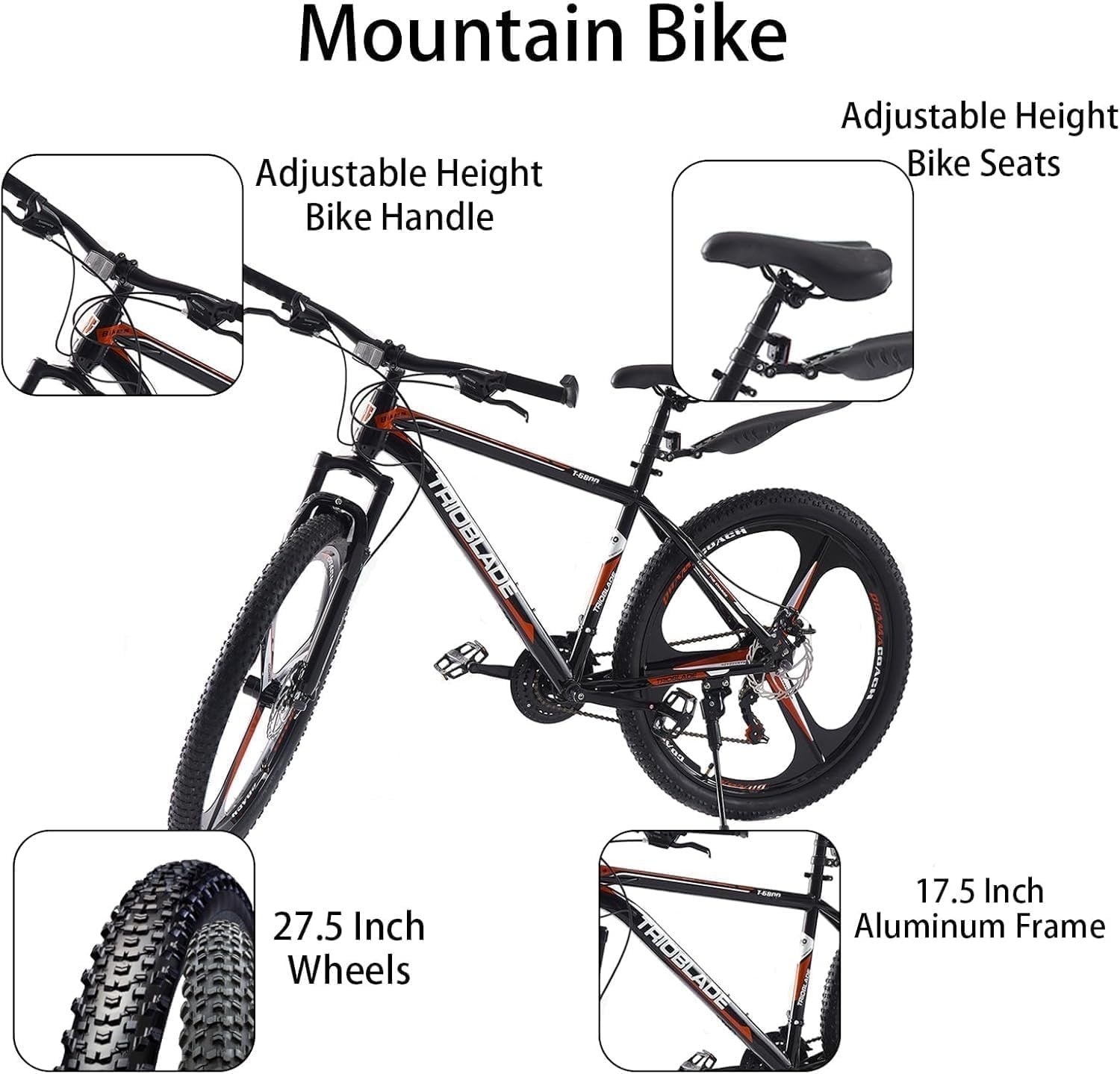 27.5" Dual Suspension MTB Bike 21 Speed Mountain Bicycle Off-Road Durable