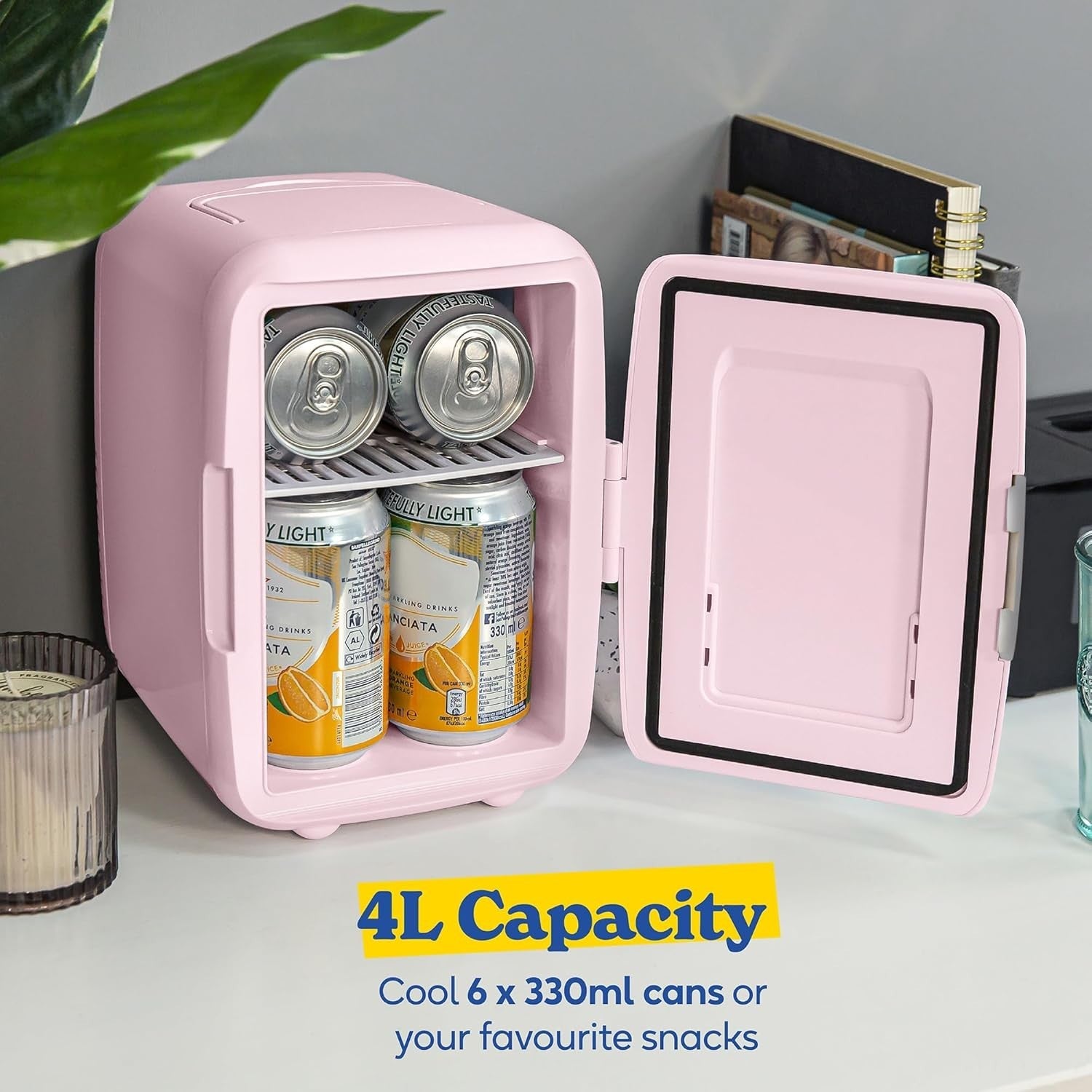 Portable 4L Mini Cooler & Warmer Retro Style for Office Bedroom Car Pink