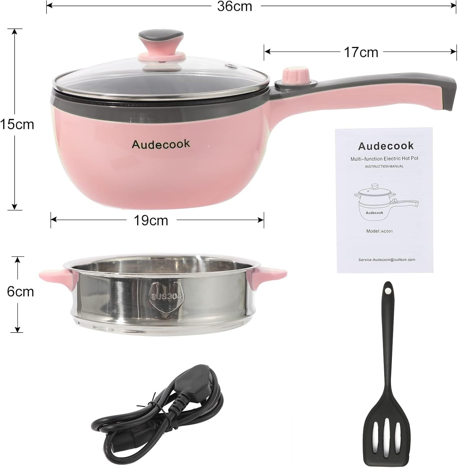 Electric Hot Pot & Skillet 1.5L Multi-Cooker with Steamer, Adjustable Power