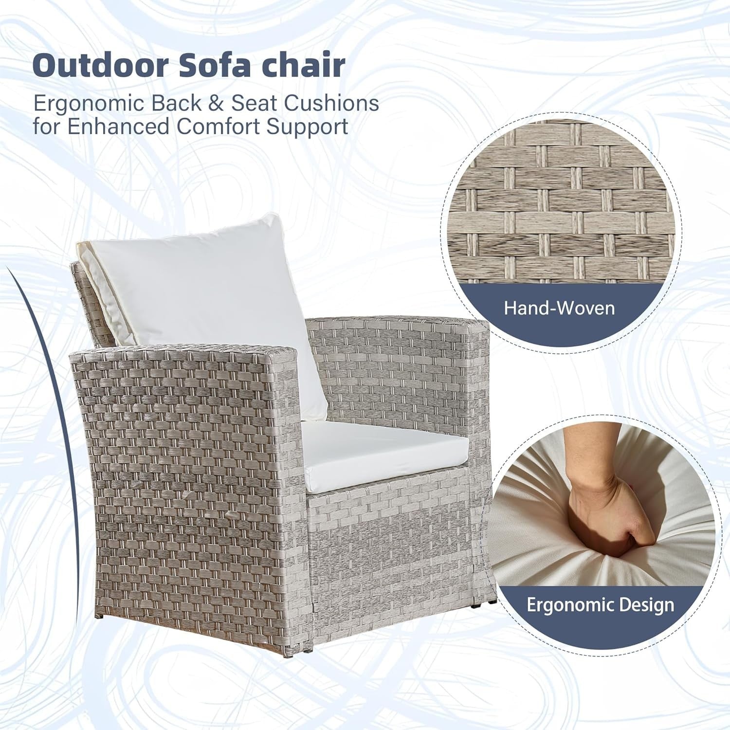 Rattan Garden Sofa Set 4pc Grey Chairs Glass Table Cushions Patio Use