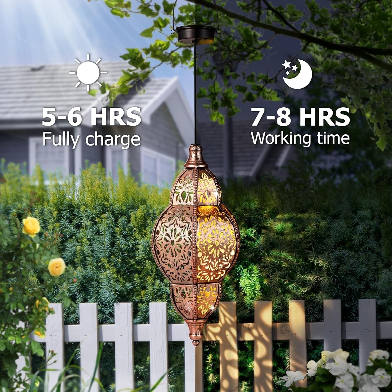 Solar Lantern Outdoor Decor, Copper Waterproof Solar Lights for Garden & Patio