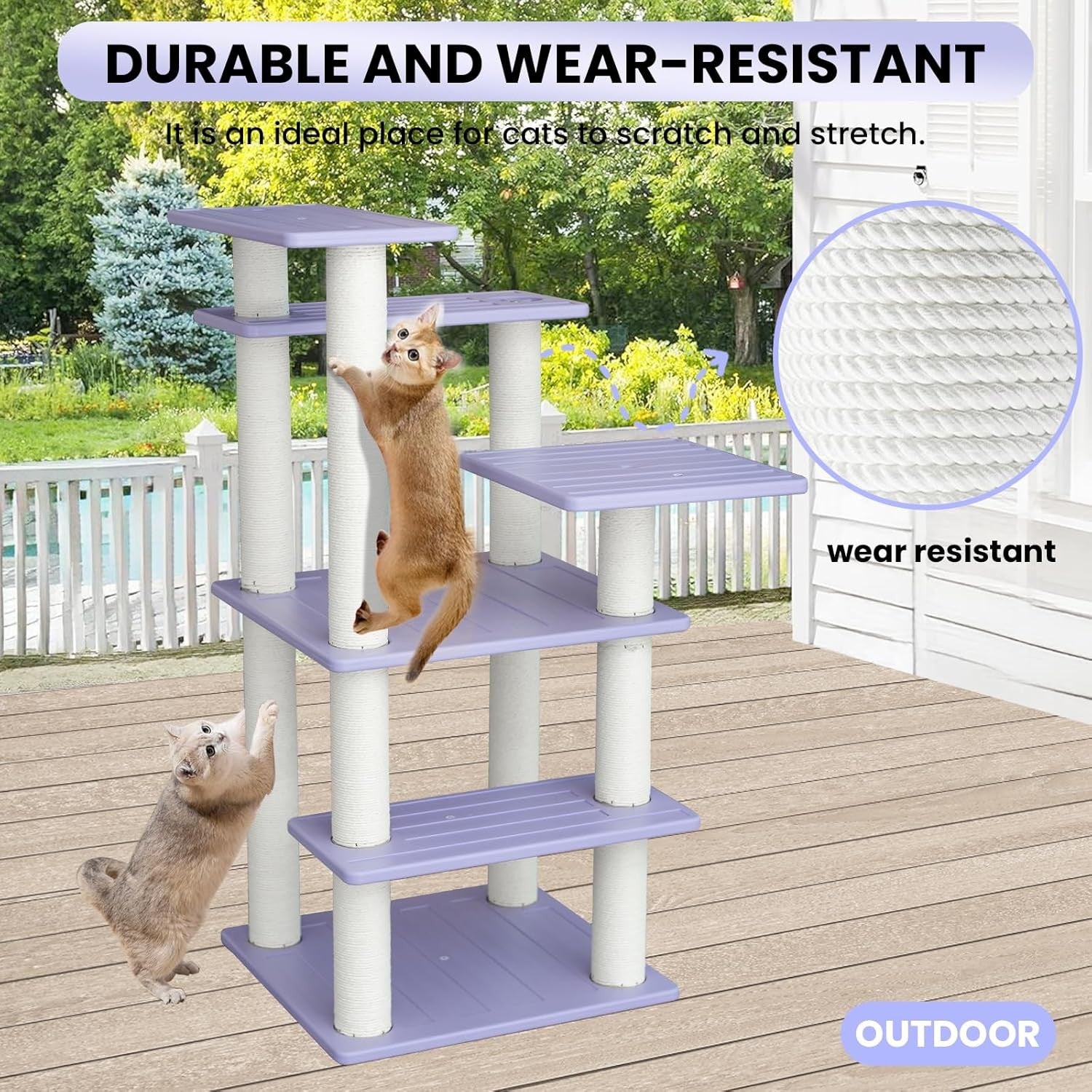 5 Level Cat Tree Tower Indoor Outdoor Scratching Posts Large Cats 46 Inch