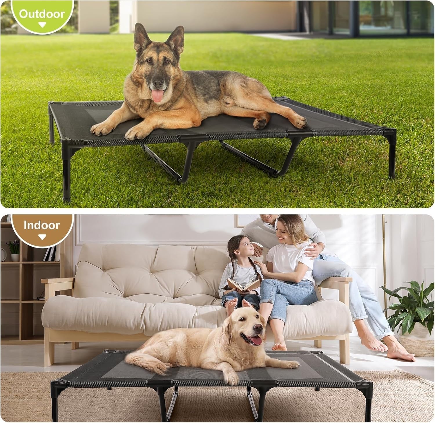 XXL Elevated Dog Bed 121x91x22cm Outdoor Cooling Cot