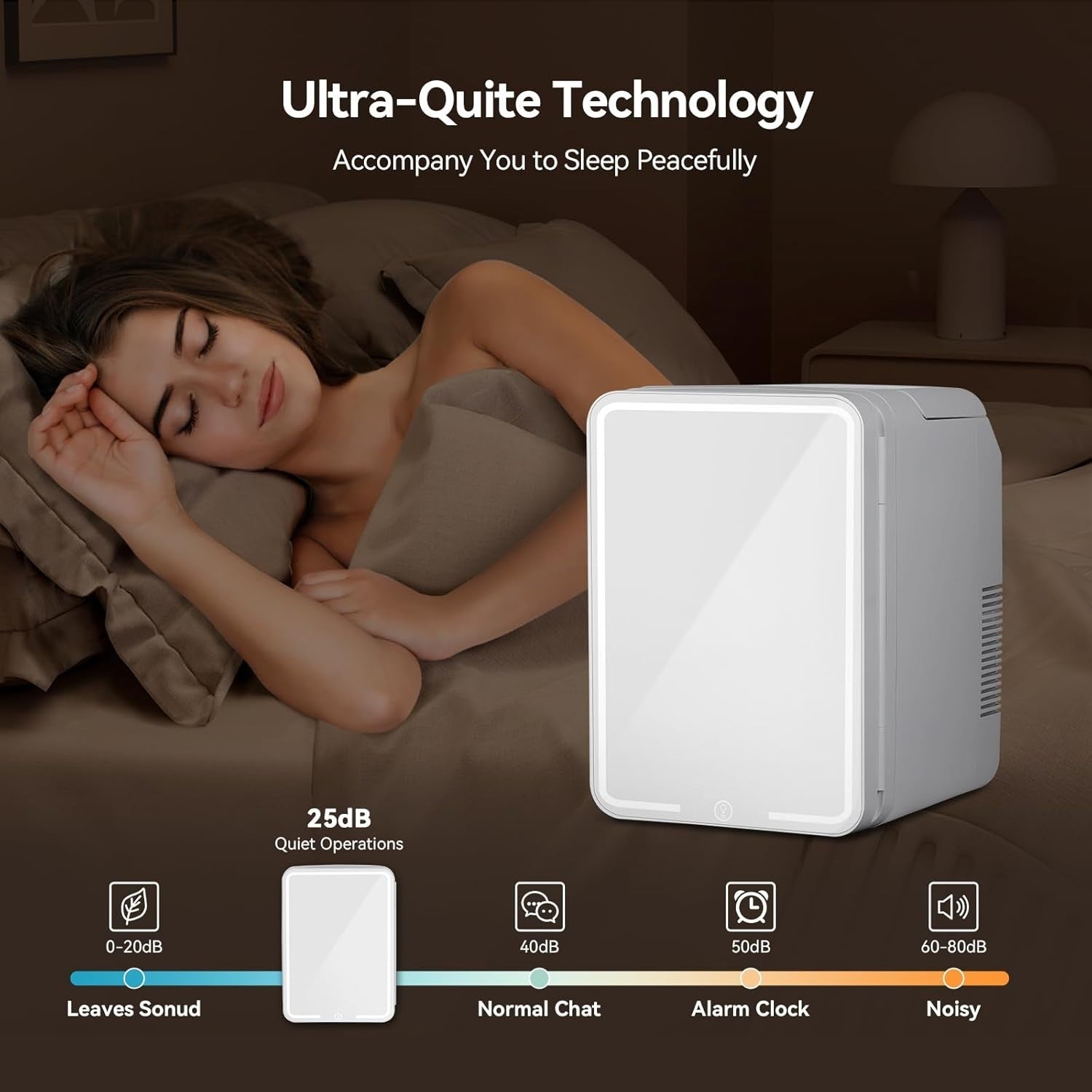 Portable Mini Skincare Fridge 10L LED Mirror AC/DC Bedroom Car