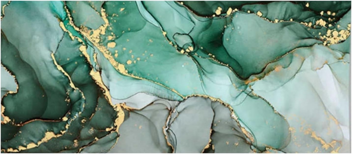 Large Green Gold Marble Canvas Wall Art 120x60cm Modern Abstract