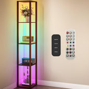 RGB LED Floor Lamp with Shelves Dimmable Remote Control Modern Corner Light
