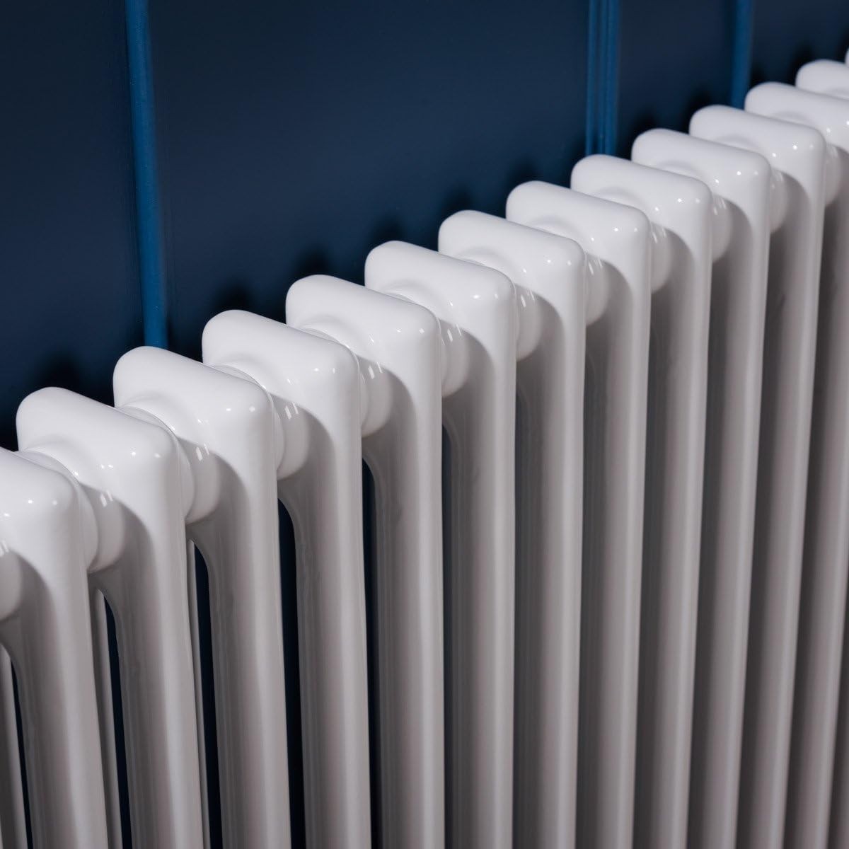 Double Column Horizontal Radiator 600x1010mm White Cast Iron Style
