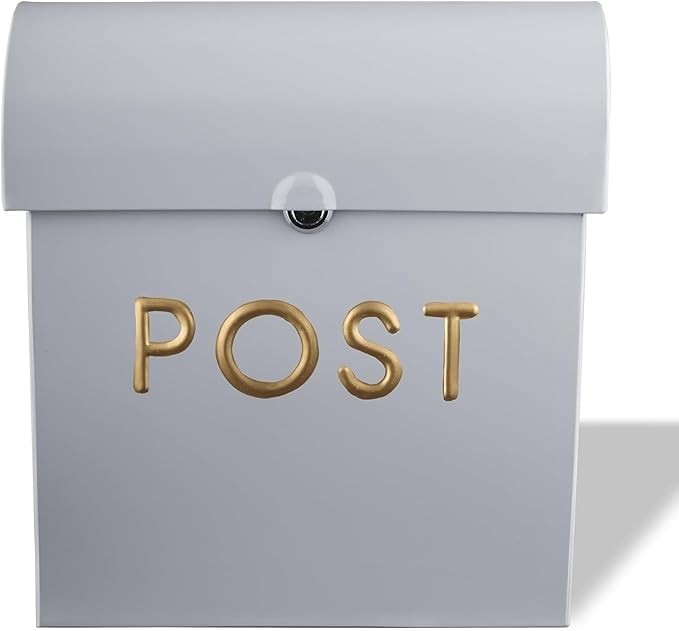 Lockable Wall Mounted Post Box Grey Aluminium Mailbox Secure Outdoor Use