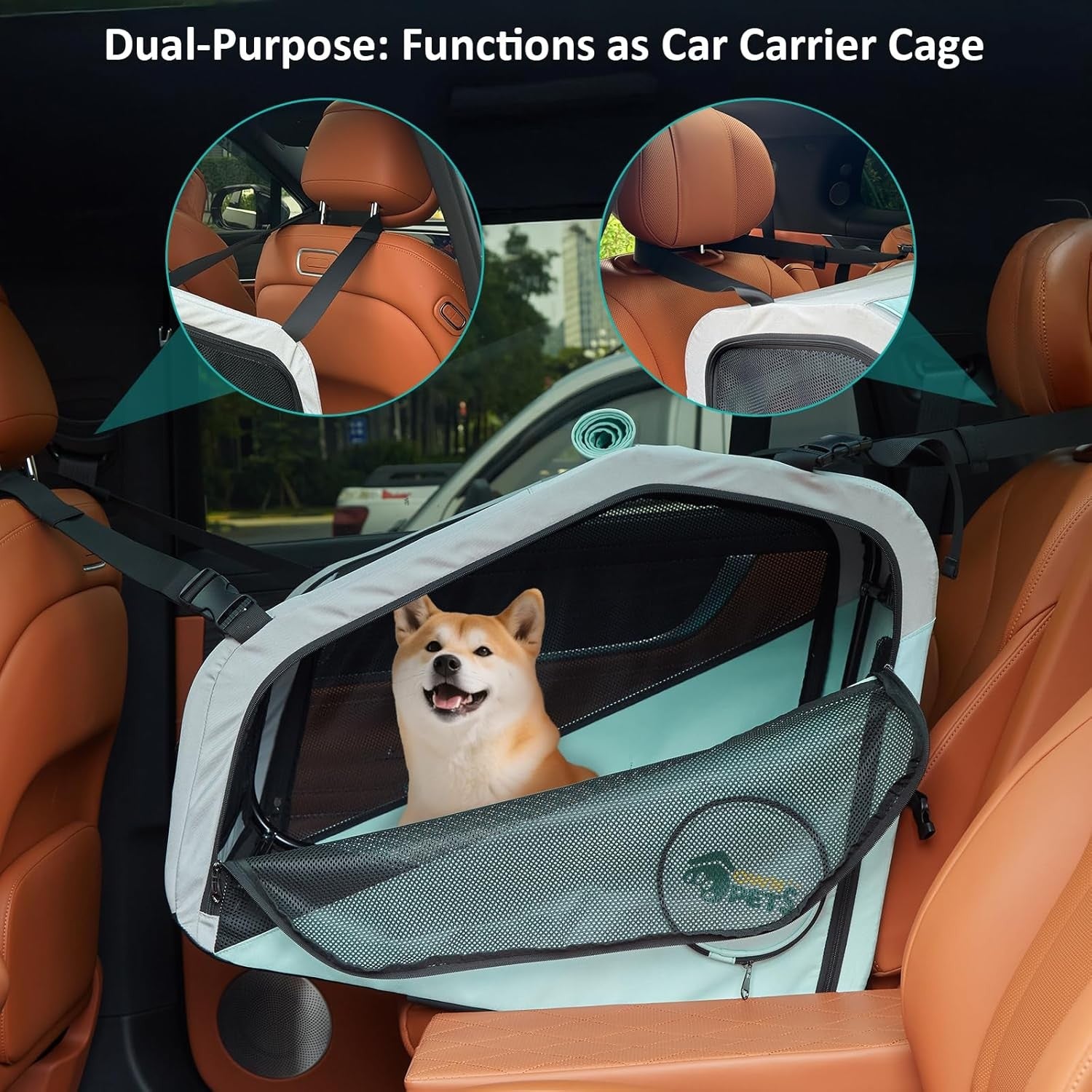3 in 1 Pet Stroller Dog Pushchair Detachable Carrier 30kg 4 Wheel Fold