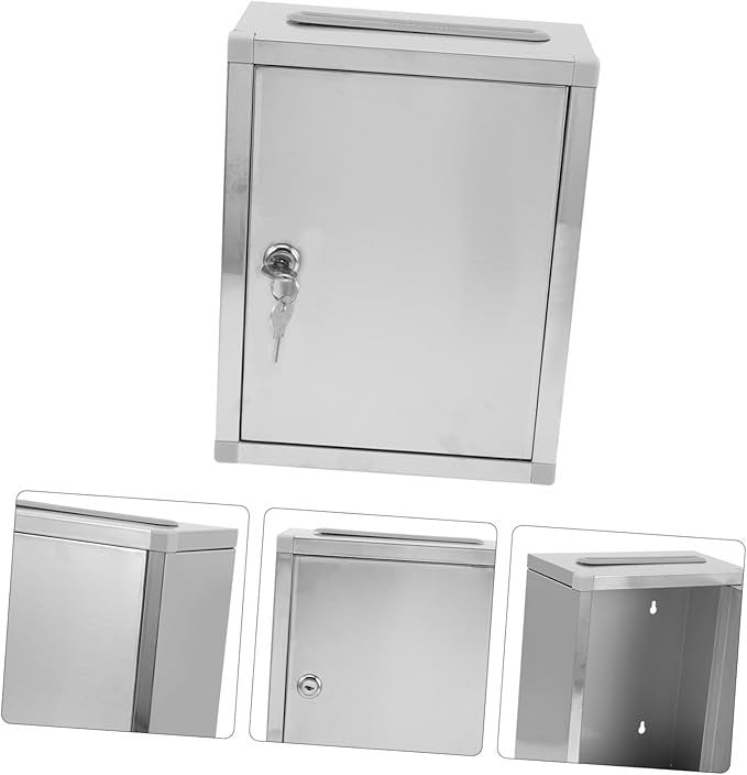 Lockable Wall-Mounted Stainless Steel Mailbox Secure Outdoor Post Box Large Slot