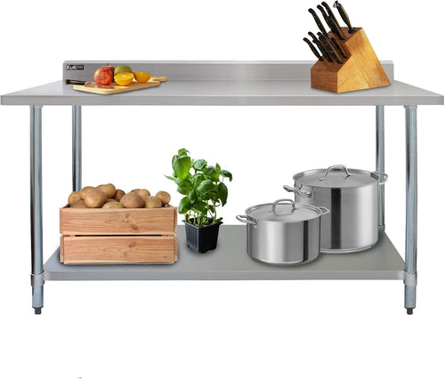 6FT Stainless Steel Catering Prep Table 180x60 Heavy Duty Bench Shelf