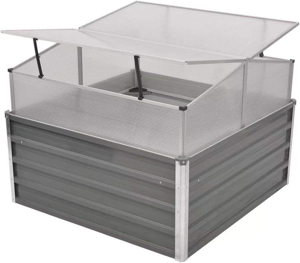 Large Grey Garden Greenhouse with Aluminium Frame & Galvanised Steel Base