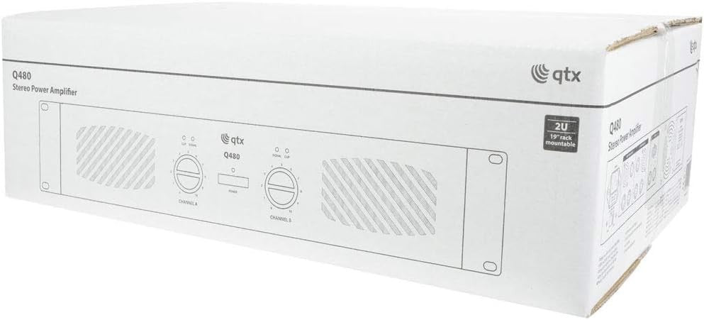Q480 480W Stereo Power Amplifier 2U Rack-Mount Fan-Cooled DJ Stage