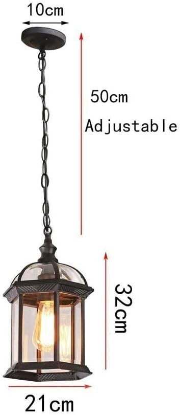 Retro Black Outdoor Hanging Lantern – IP23 E27 Pendant, Adjustable