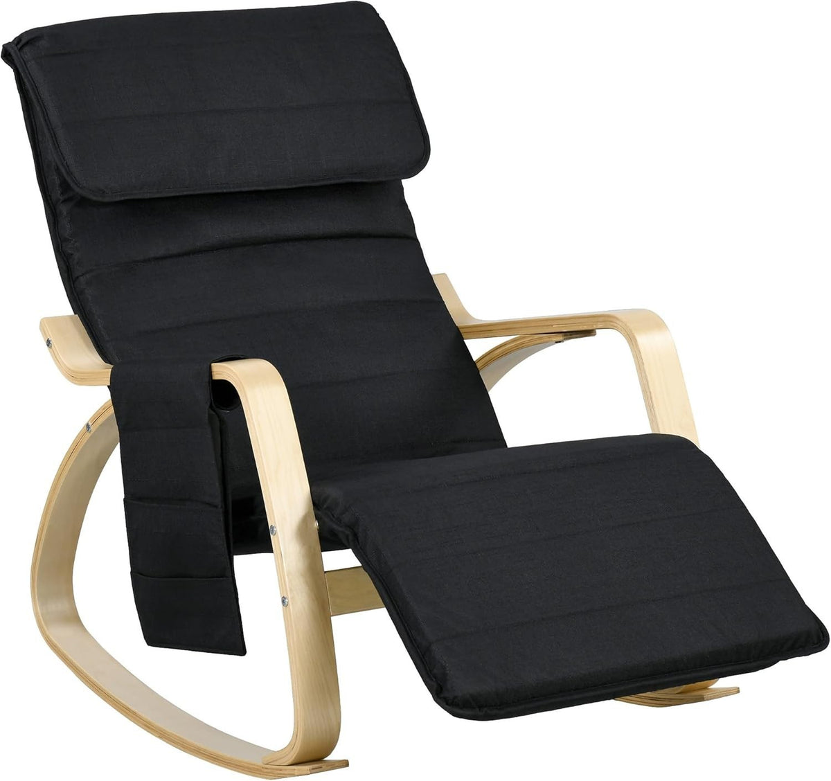 Reclining Rocking Chair w/ Footrest Pillow & Pocket – Comfy Relax Seat