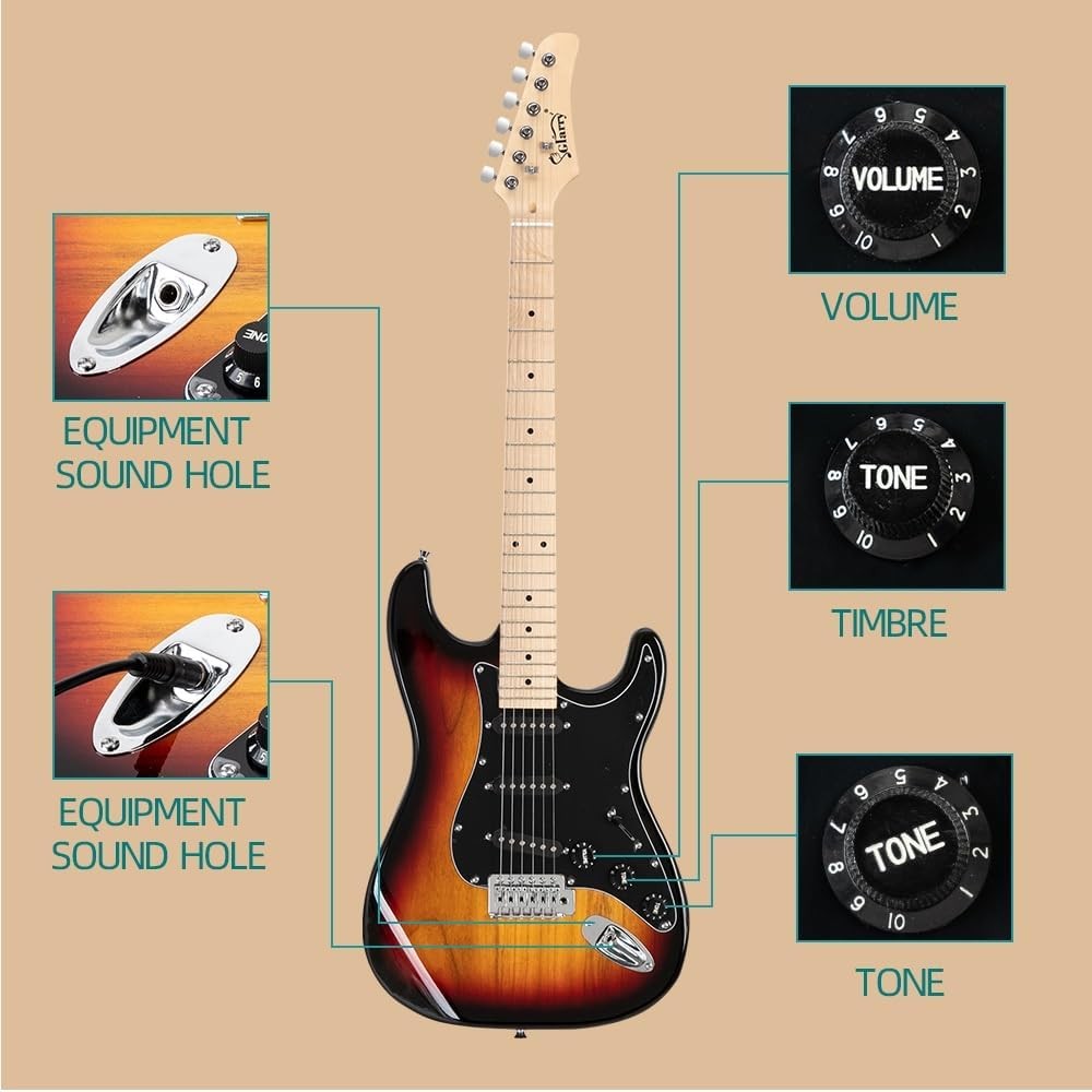 Full Size Electric Guitar Starter Kit with 20W Amp Sunburst