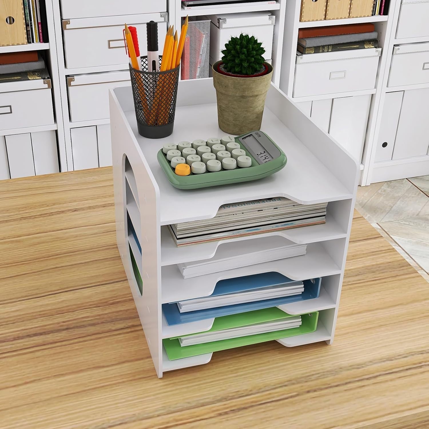 5-Tier Desktop Paper Organizer File Holder A4 Document Storage Tray