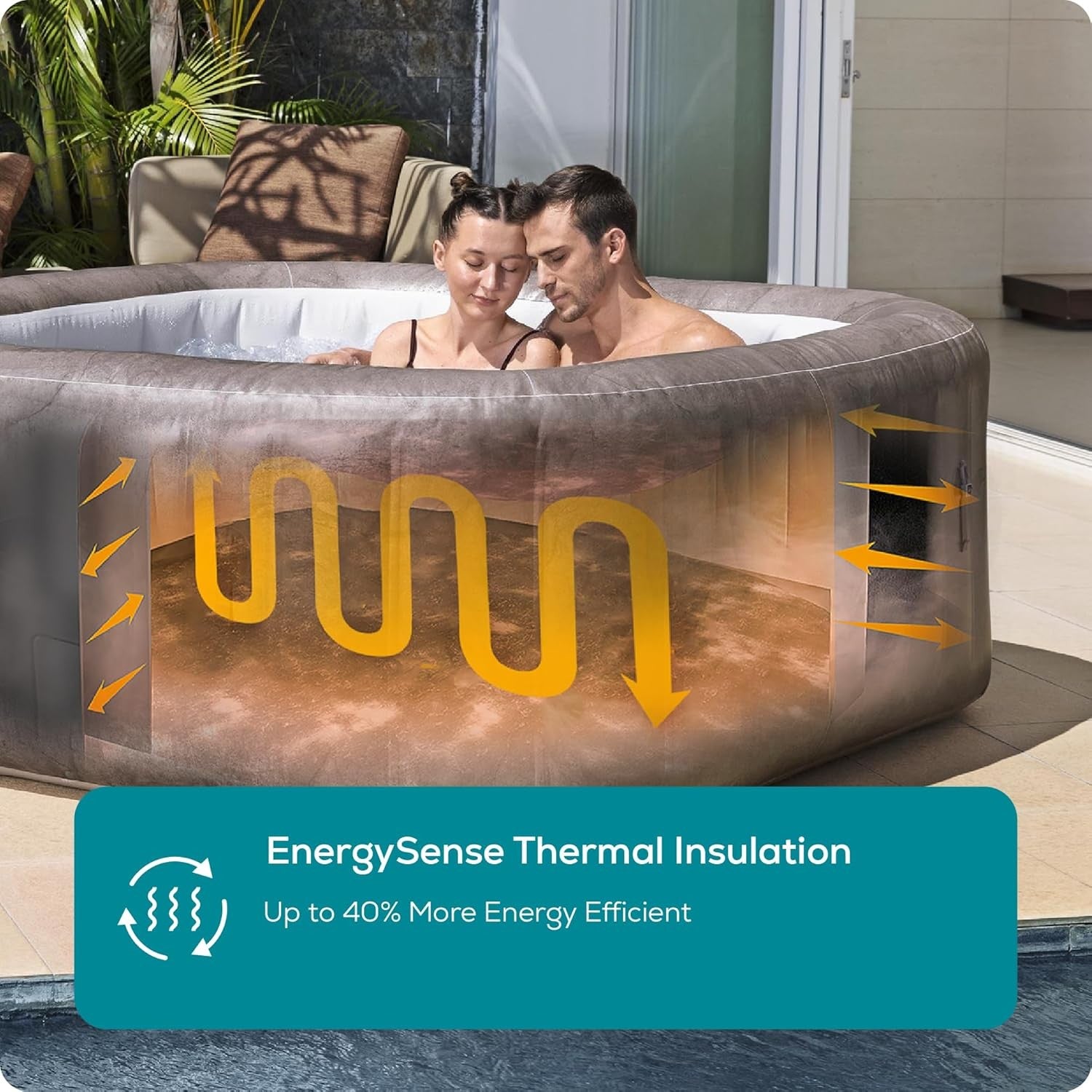 Inflatable Hot Tub Spa 180 Air Jet Smart App Control 4–6 Person Square