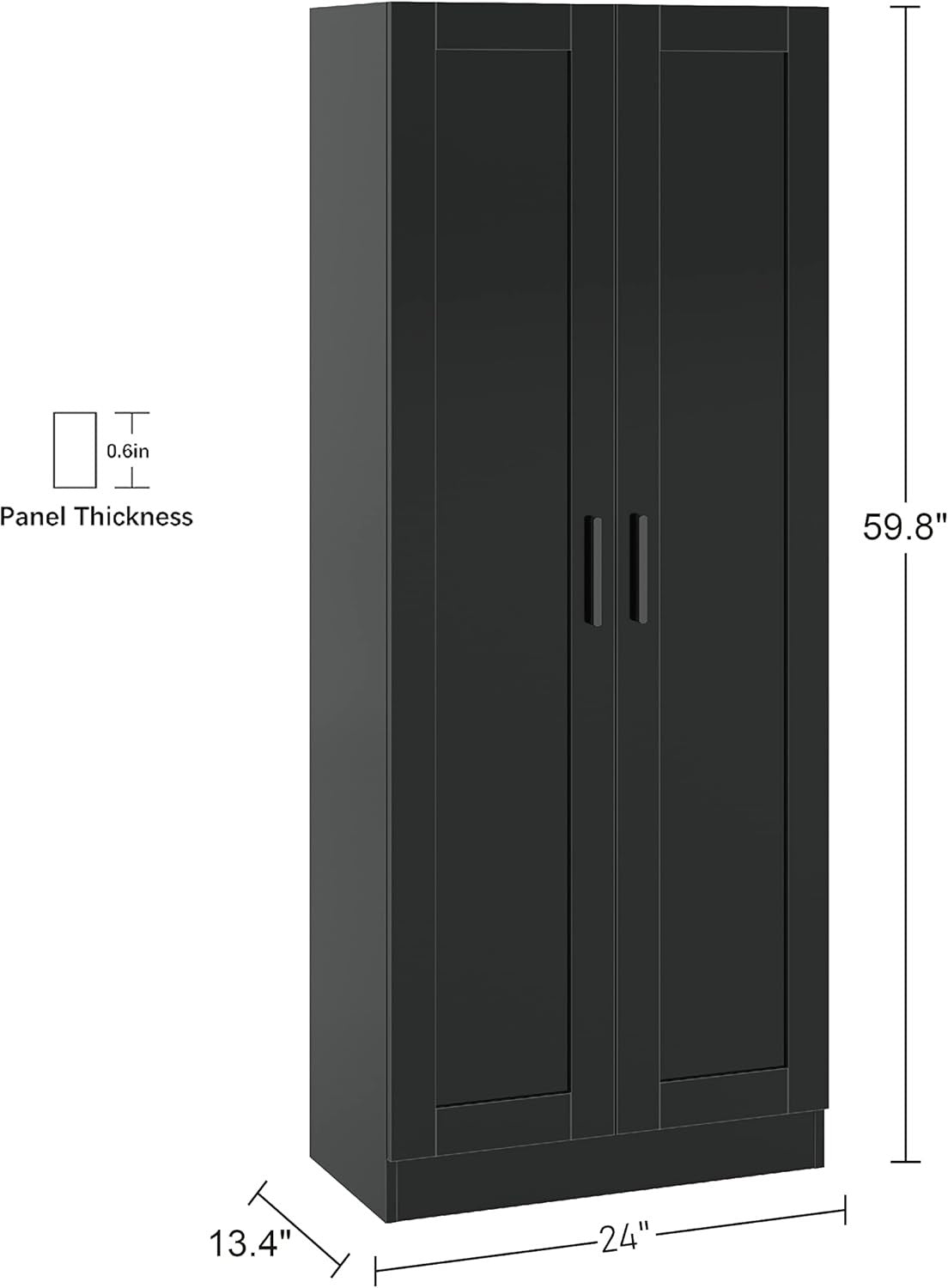 Wooden Storage Cabinet, Freestanding Tall Kitchen Cupboard Narrow Pantry Cabinet