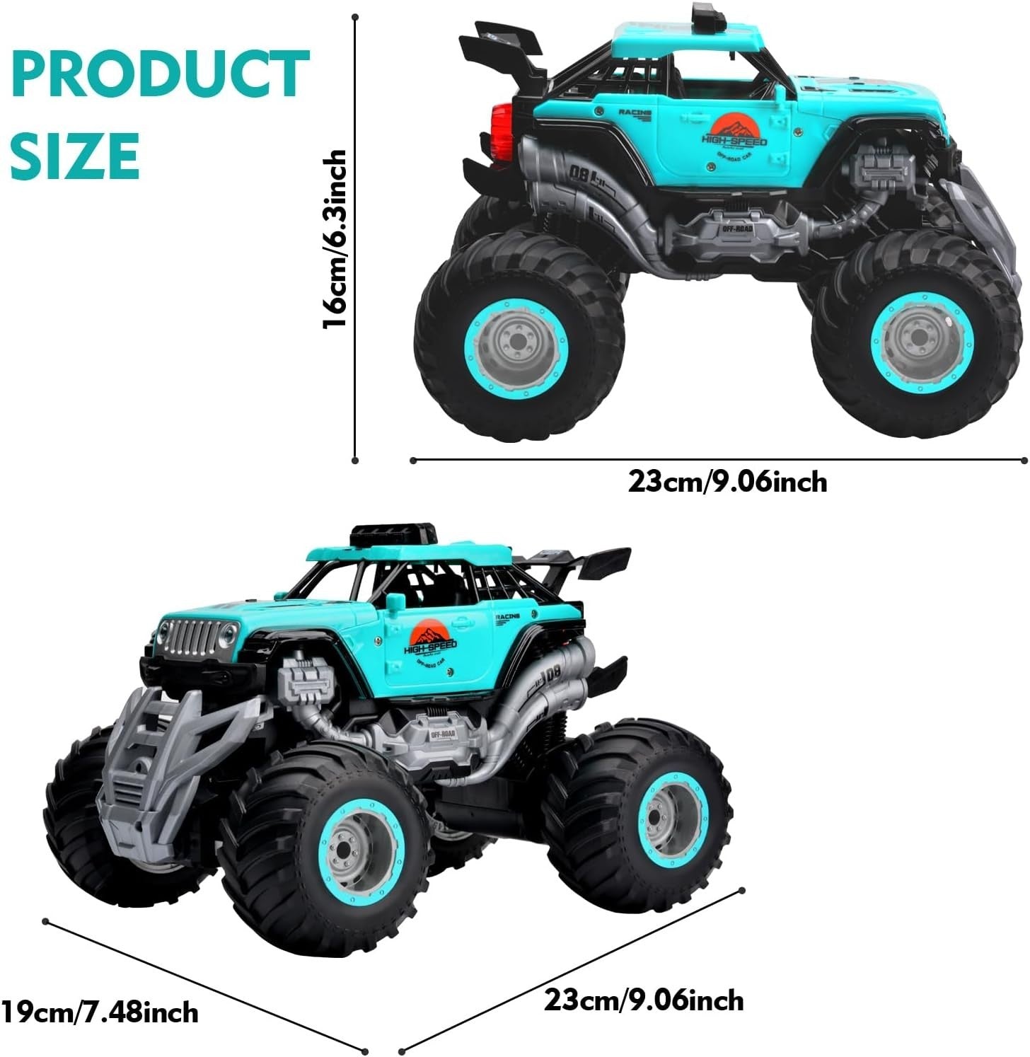 All Terrain RC Monster Truck 2.4GHz Spray Car w/ Lights Music 2 Batteries