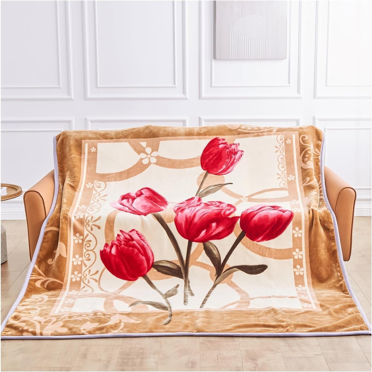 Chloe 7kg Heavy Warm Flower Sherpa Fleece Blanket 200x240cm King Size