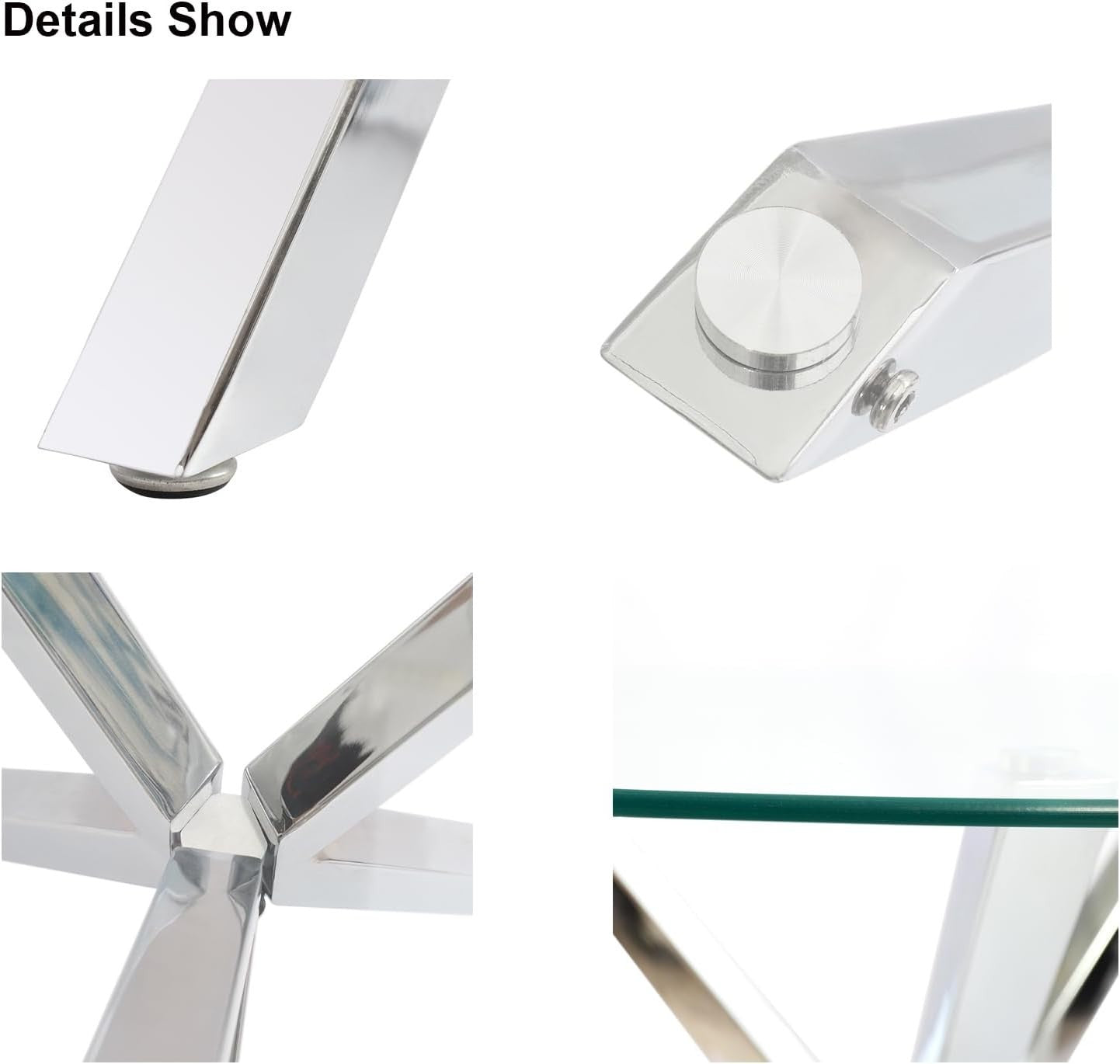 90cm Round Tempered Glass Table with Chrome Metal Legs for Small Spaces