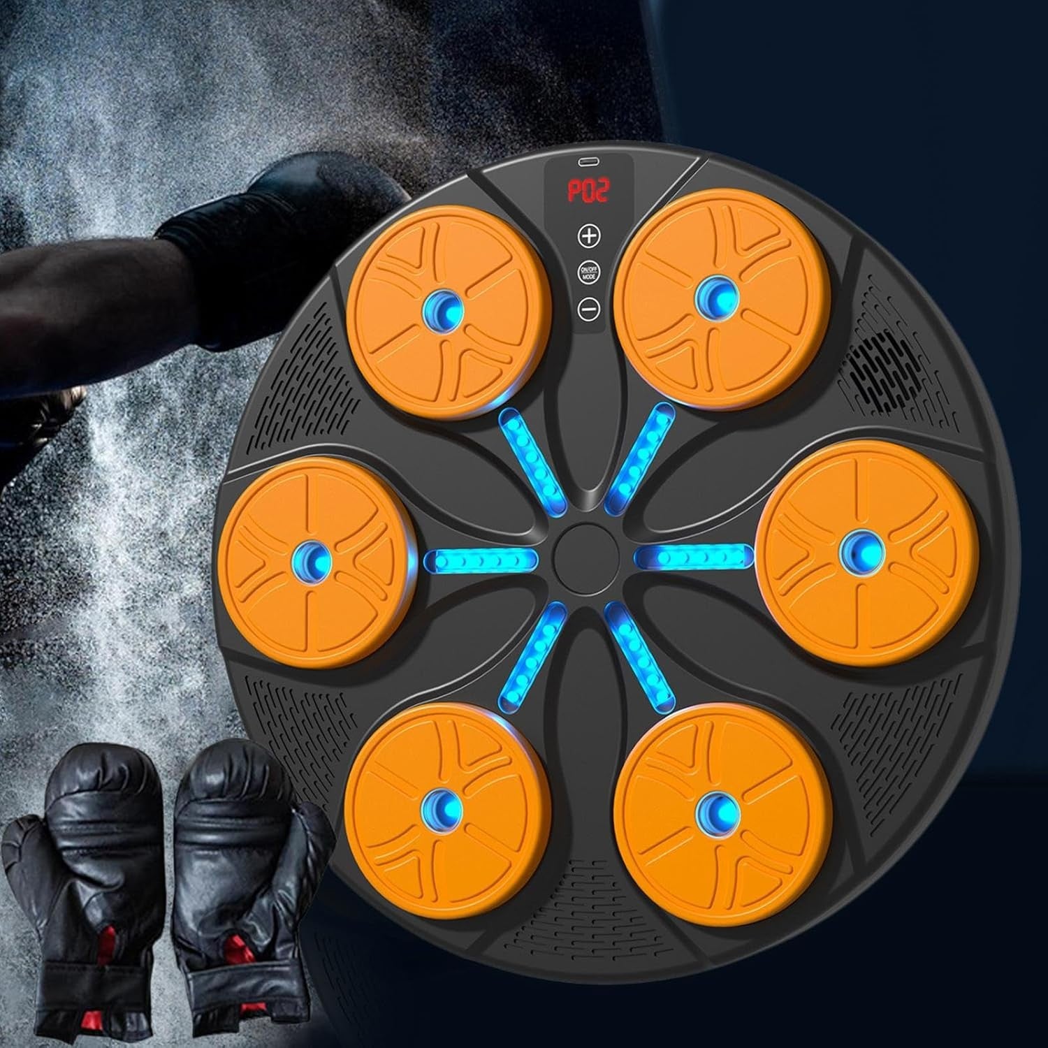 Music Boxing Wall Target LED Punch Trainer Reaction Pad Home Gym Set