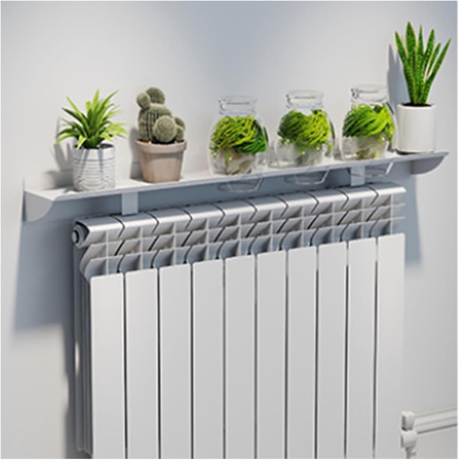 White Radiator Shelf Over Heater No-Drill Plant Display Rack 35cm-130cm