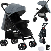 Ultra Lightweight Pushchair 4.6kg Compact Fold Lie-Flat Baby Stroller Grey