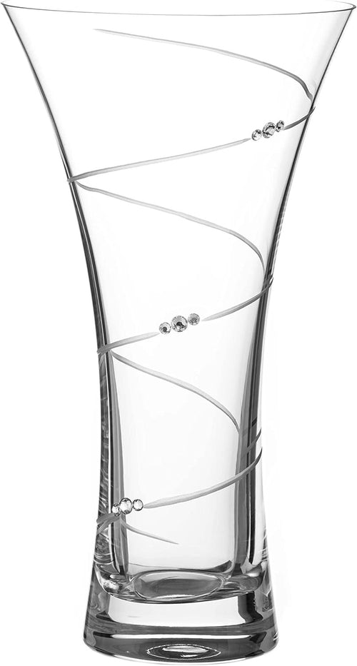 Crystal Glass Trumpet Flower Vase 25cm Tall Swirl Design Modern Home Décor