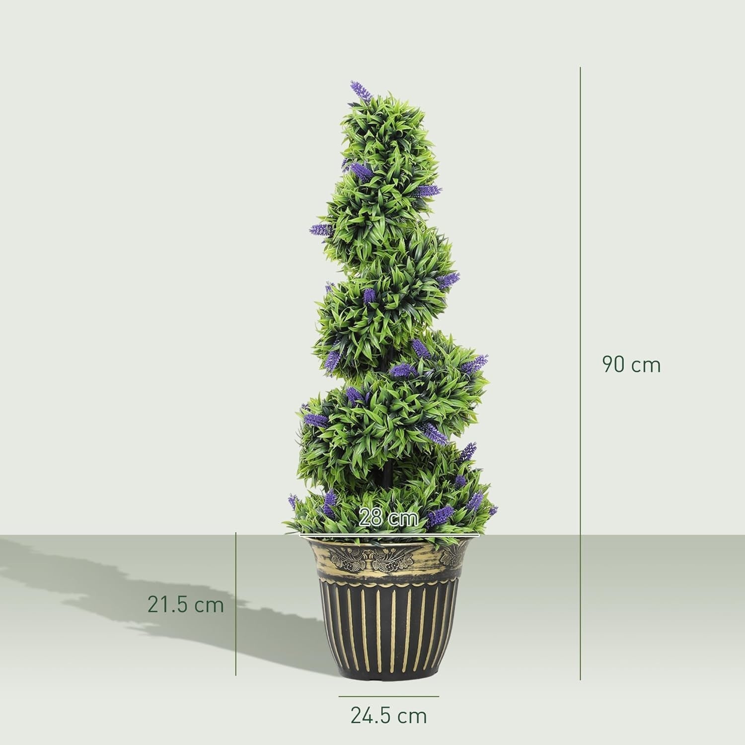 Set of 2 90cm Spiral Boxwood Topiary Trees with Lavender Faux Plants Home Decor