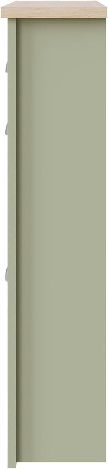 Slim Wooden Shoe Cabinet with Drawer – Oak Effect, 12 Pair Storage, Sage Green