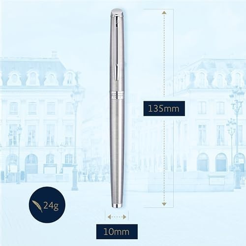 Luxury Fountain Pen – Blue Stainless Steel Barrel Chrome Trim, Medium Nib