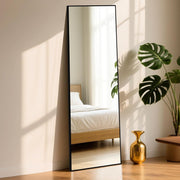 Full Length Mirror 152x42cm Black Frame Tempered Glass Slim for Small Rooms