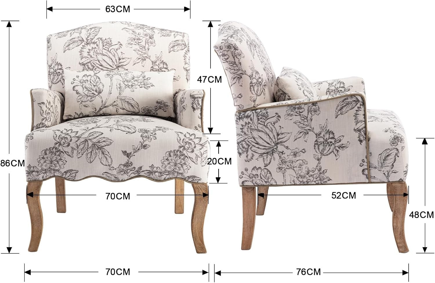 Beige Linen Accent Armchair Upholstered Lounge Tub Chair