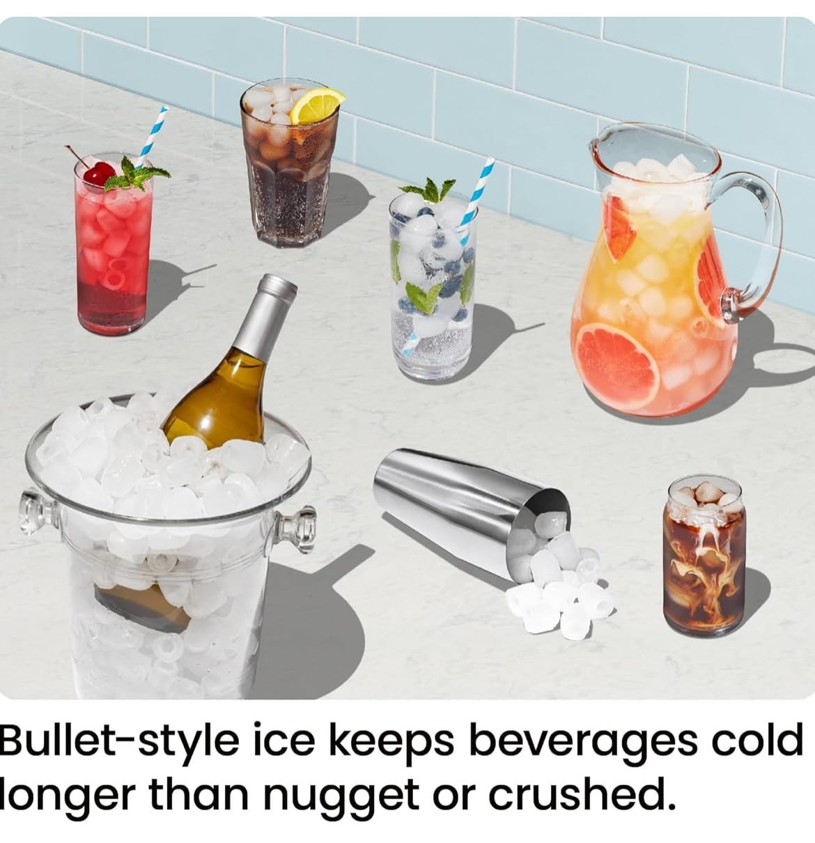 Portable Dual-Size Ice Maker Machine - Fast 9 Cubes in 7 Mins, 22lbs/Day