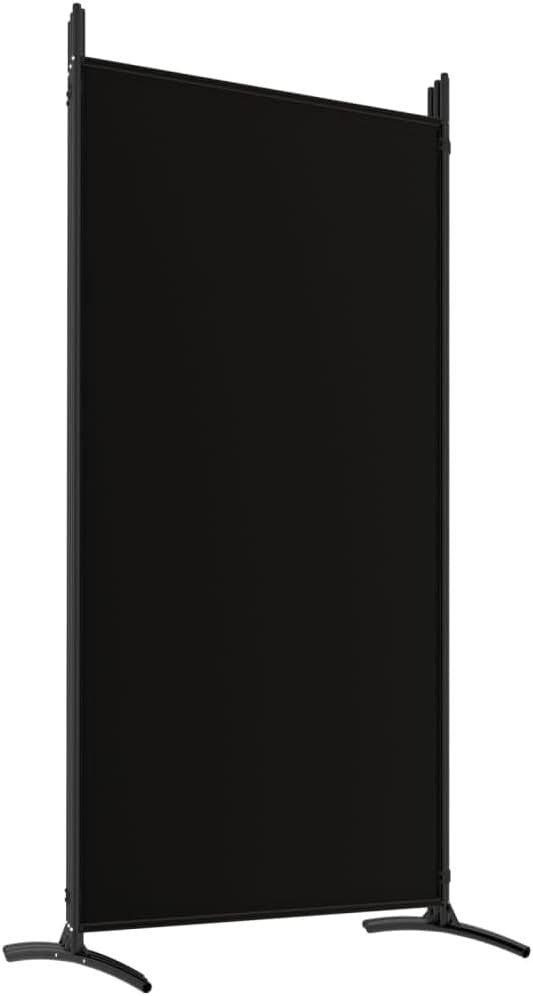 5 Panel Folding Room Divider Black Privacy Screen 433x180cm Fabric Partition
