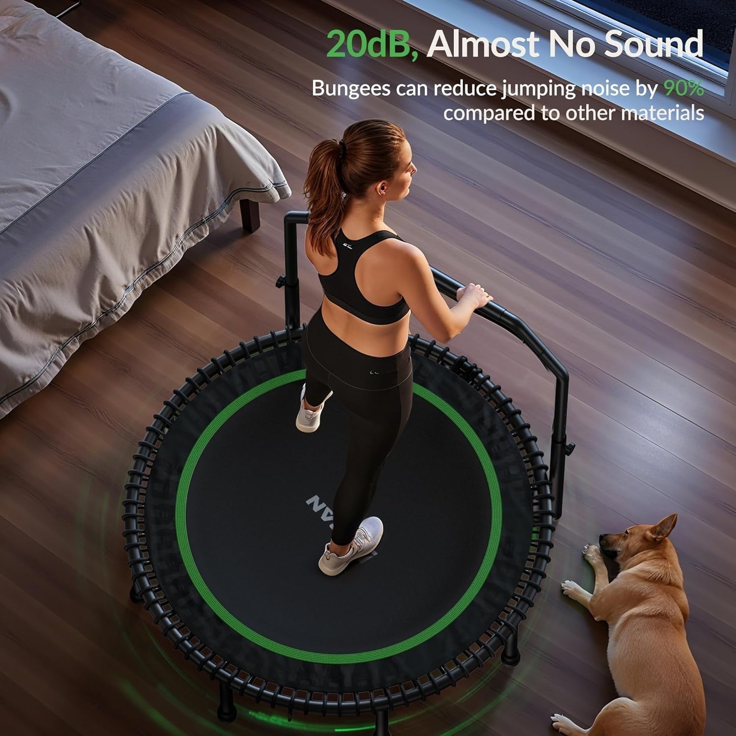 48in Heavy Duty Foldable Rebounder Trampoline Silent Bungee 250KG
