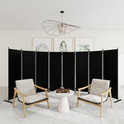 8-Panel Folding Room Divider 6ft Black Privacy Screen Wall for Home Office
