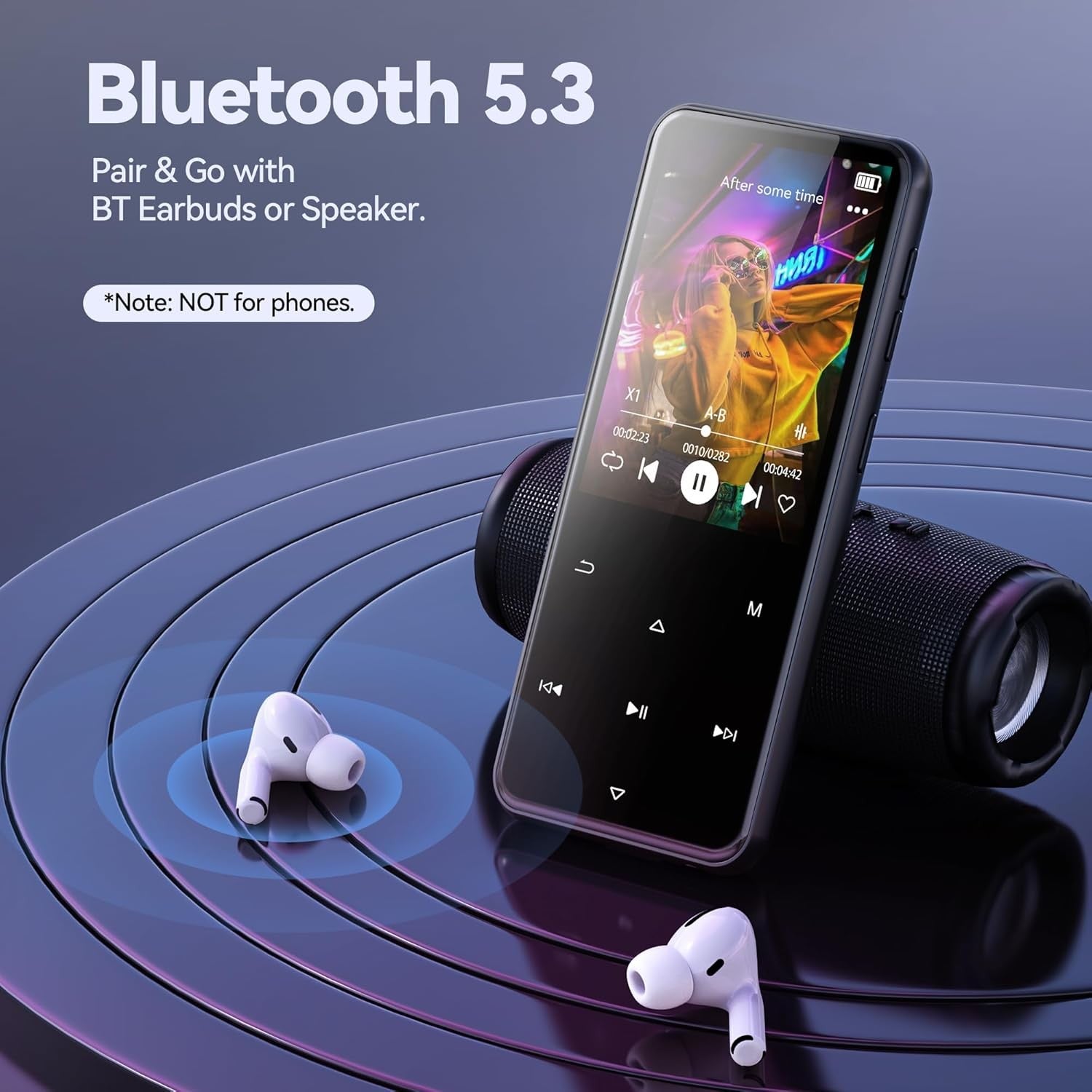 64GB MP3 Player Bluetooth 5.3 2.4" Screen FM Speaker