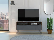 Widescreen TV Cabinet with 4 Door Storage & Metal Hairpin Legs – Grey Oak