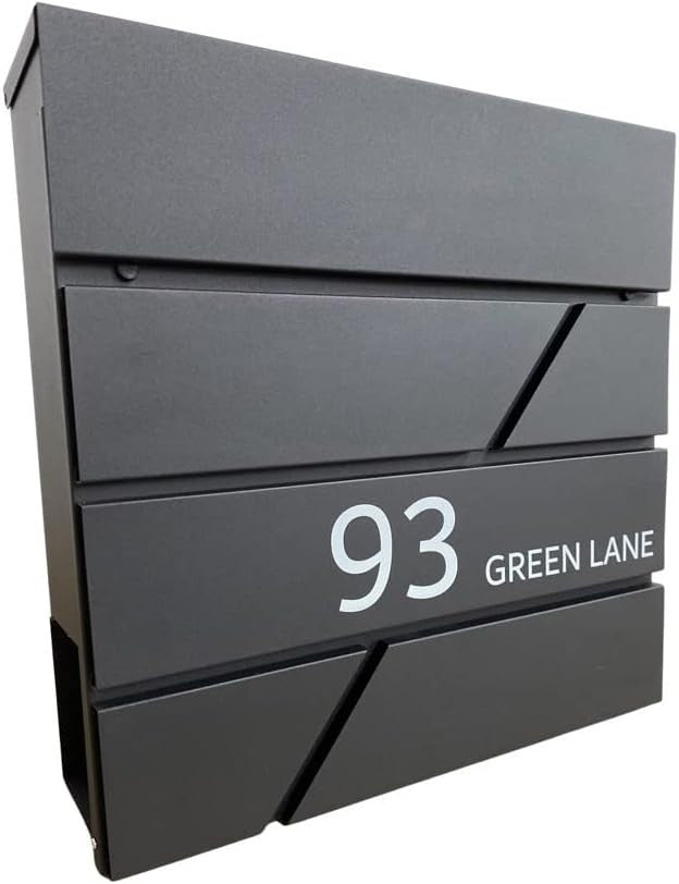 Lockable Wall Mounted Post Box Waterproof Black Mailbox Secure Stylish Durable