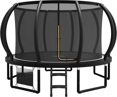 12ft Kids Garden Trampoline Safety Enclosure Net Ladder Padded Poles 150KG
