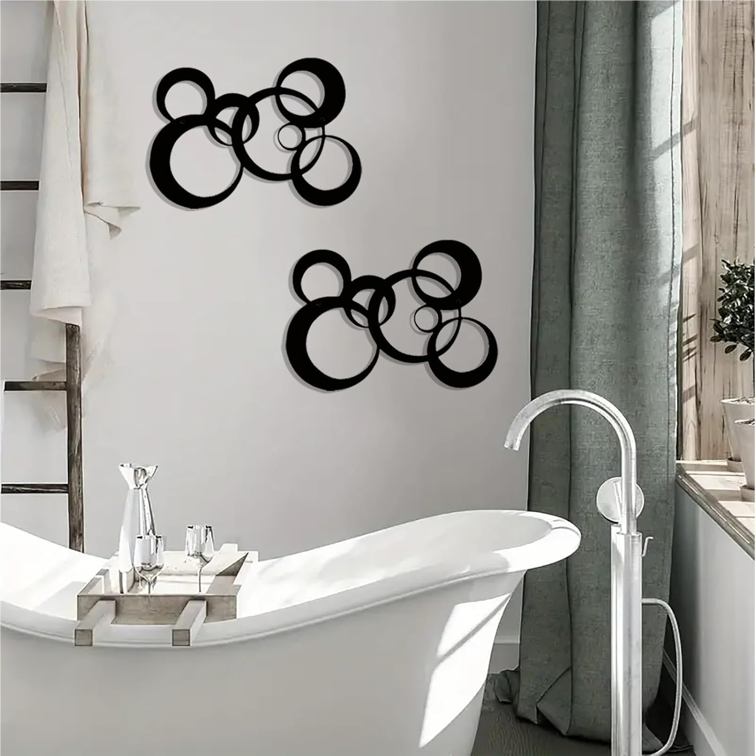 Abstract Metal Wall Art Modern Minimalist Geometric Decor Black