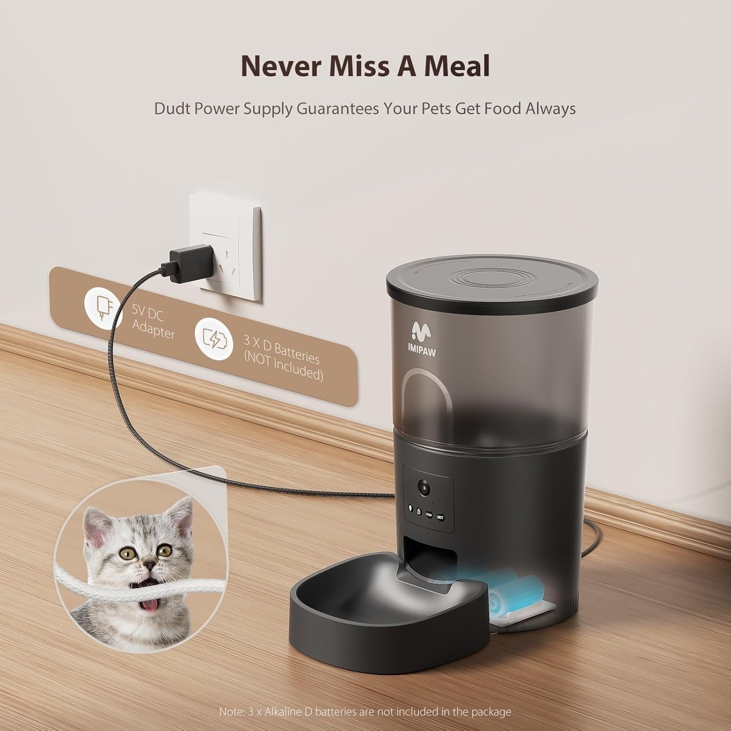 WiFi Automatic Cat Feeder Camera Water Fountain 1080P App Control 3L
